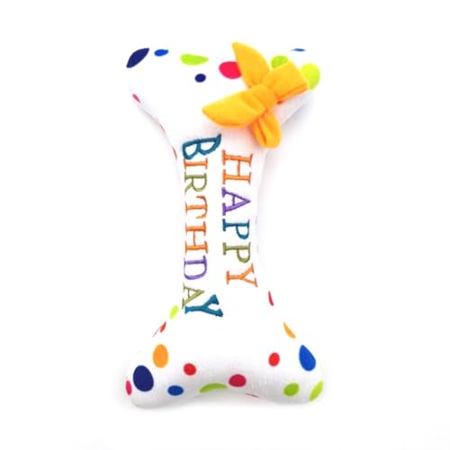 Cartoon Geburtstag Kuchen Welpe Quietschspielzeug Gefüllte Knochen Box Kätzchen Spielzeug Bissfest Spielen Plüsch Spielzeug für Haustiere von Kapmore