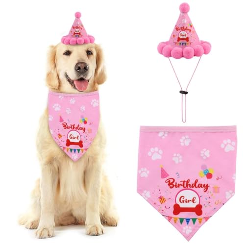 Dekorativer Hundeschal mit passender Mütze, niedliches und weiches Halstuch für Geburtstagspartys, Dreieckstuch von Kapmore