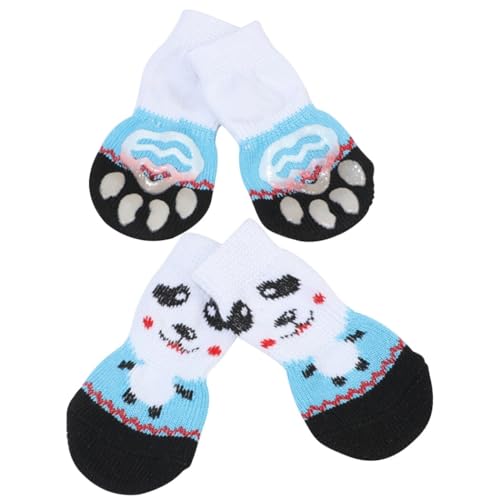 Elastische, rutschfeste Hundesocken: niedlich, warm, Cartoon, 4 Stück, Haustierpfotenschutz, atmungsaktiv, thermisch, dekorativ, gemustert von Kapmore