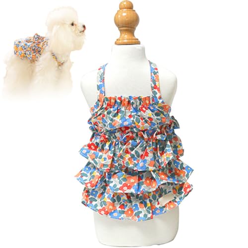 Elastisches, niedliches Hundekleid mit bezauberndem Blumendesign: Tierwelpen-Party-Kostüm, atmungsaktive Baumwolle, modische Haustierkleidung von Kapmore