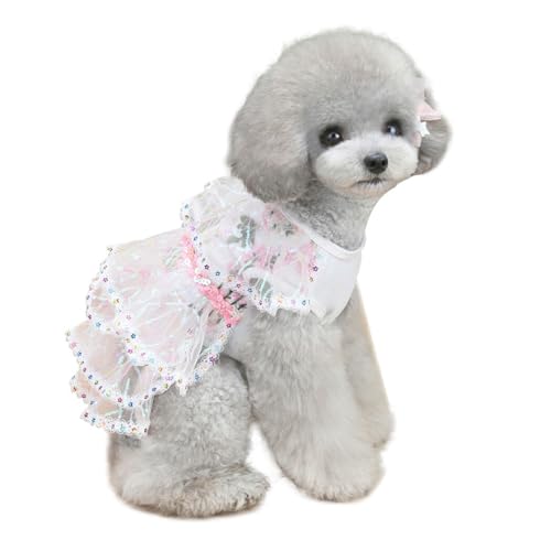 Elegantes Pailletten-Hundekleid aus Spitze – bezaubernder, weicher Rock, modisches Hemd für Haustiere von Kapmore