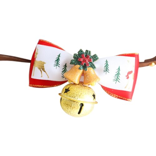Festival Fun Modisches Haustierhalsband mit Fliege und Glöckchen für Weihnachten, süßes Kätzchen, weiche Halsbekleidung von Kapmore