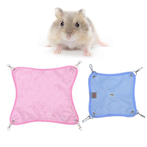 Hängematte aus Netzstoff für Hamster, 2er-Set, wendbar, atmungsaktiv, weich, leicht und stilvoll, für kleine Haustierkäfig von Kapmore
