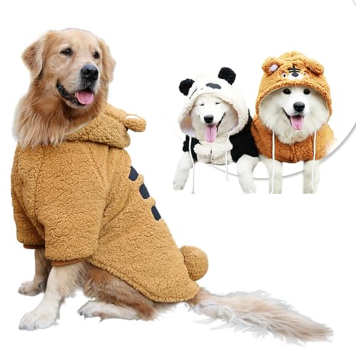Hundebekleidung mit Kapuze, verdickt für große und mittelgroße Hunde, dekorativ, waschbar, handgefertigt, warm, atmungsaktiv von Kapmore