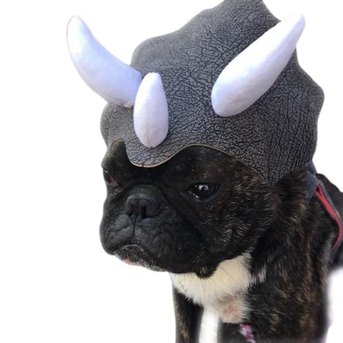 Hut Hund Festlich Spaß Universal Kostüm Dinosaurier Horn Verstellbare Plüsch Kopfbedeckung Welpe von Kapmore