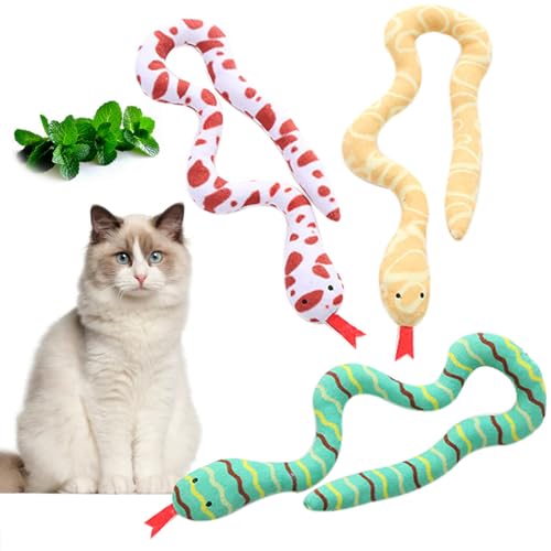 Kapmore 3er-Pack Katzenminze-Plüschschlangenspielzeug für Kätzchen, interaktives, kaubares und langlebiges Haustierspielzeug, 50 cm lang von Kapmore