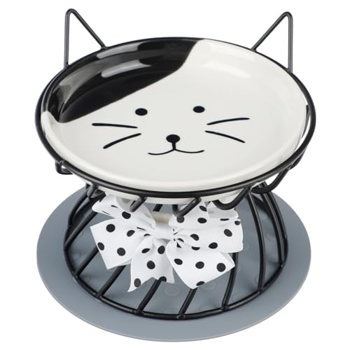 Kapmore Erhöhter Keramiknapf für Katzen, rund, mit Napfunterlage von Kapmore