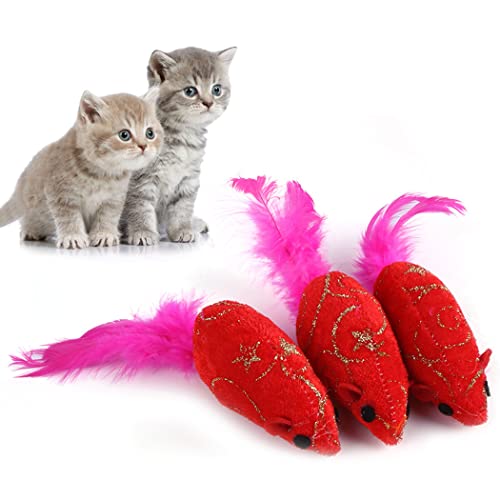 Kapmore Feder, 3 Stück, künstliches Spielzeug, niedlich, mittelgroß, klein, für den Innenbereich, für Kätzchen, entzückendes Spielen: Katzenminze, Maus, Katzenspielzeug von Kapmore