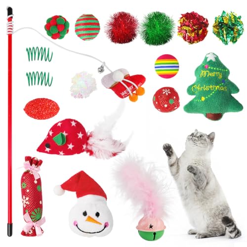 Kapmore Festliche Kätzchen-Spielkollektion – sortierte Weihnachts-Katzenspielzeuge in Geschenkstrumpf von Kapmore