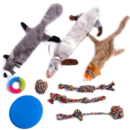 Kapmore Gefülltes Quietsch-Plüsch-Haustierspielzeug, interaktives Set, 9-teiliges Kätzchen-Kunststoff-Spielspielzeug, Baumwolle, wiederverwendbares Hundespielzeug von Kapmore