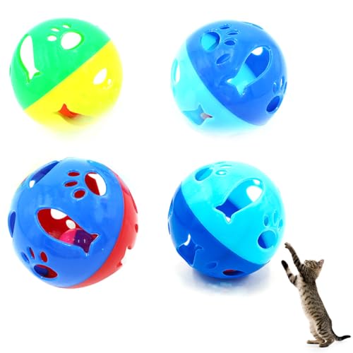 Kapmore Interaktives Katzenballspielzeug mit Glocken: Unterhaltsame, leichte Spielbälle für Katzentraining und Angstlinderung, 4 Stück von Kapmore