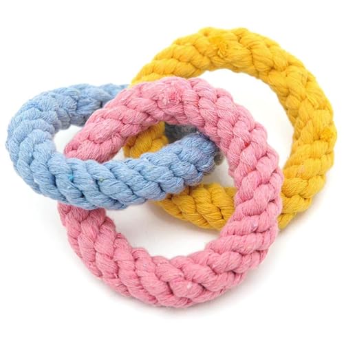 Kapmore Kauspielzeug für Welpen, rundes verspieltes Haustierspielzeug, beißender Baumwollseil, interaktiver Ring, buntes Hundespielzeug zum Kauen und Dekorieren Kapmore Kauspielzeug für Welpen, rundes verspieltes Haustierspielzeug, beißender Baumwollseil, interaktiver Ring, buntes Hundespielzeug zum Kauen und Dekorieren von Kapmore