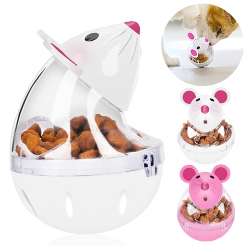 Kapmore Mäuse Tumbler Katzenfutter Spielzeug Ball Langsam Fütterung Leckerli Spender Transparent Pet Feeder für verspielte Katzen von Kapmore