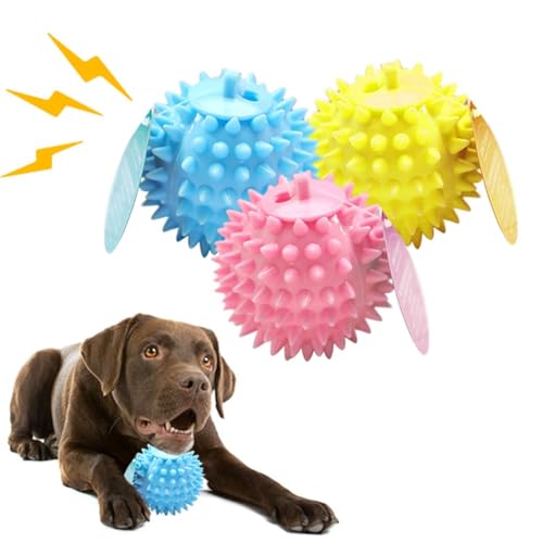Kapmore Quietschspielzeug aus Gummi für Hunde, lustiges, interaktives Ball-Set, 3-teilig, kreatives konvexes Haustier-Kauspielzeug für Welpen und Kätzchen von Kapmore