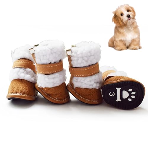 Kapmore Thermo-Stiefel für Welpen, dekorativ, verstellbar, für Winterschuhe, lustig, dick, rutschfest, für Hunde, dekorativ, 4 Stück von Kapmore