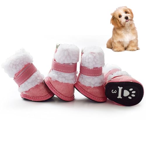 Kapmore Thermo-Welpenstiefel – 4 Stück, Winter, verstellbar, einfach, dekorative Hundeschuhe mit rutschfester dicker Sohle von Kapmore