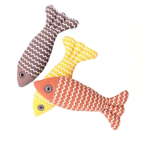 Kapmore Tierform Katze Kauspielzeug für Haustiere, gefüllte realistische Fischpuppen für Hunde Spielen & Katzenminze infundierter Spaß, Set mit 3 Stück von Kapmore