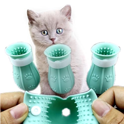 Kapmore Verstellbare Pfotenschutz für Kätzchen, wiederverwendbar, einfarbig, Silikon, Schutzzubehör, 4 Stück von Kapmore