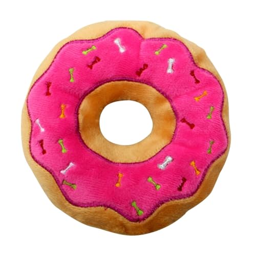 Kapmore Weiches rundes Donut-Plüschtier, leicht, quietschend, für Welpen, Hunde, zum Kauen, interaktives Haustier, lustiges Spielzeug von Kapmore