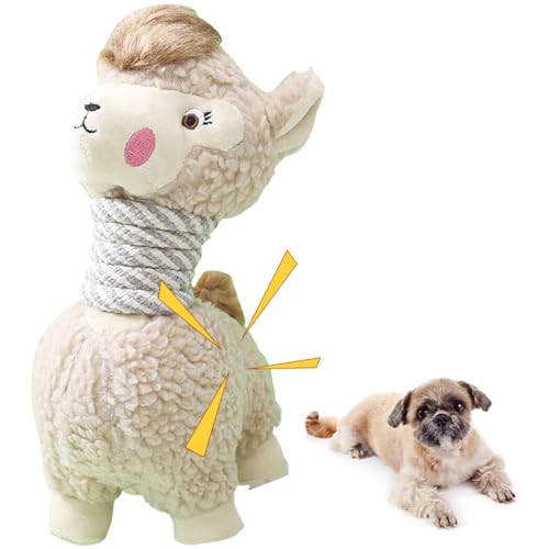 Kapmore Weiches süßes tragbares Kauspielzeug für Hunde: lustiges Schaf, quietschendes Spielzeug mit Baumwollseil für kleine, mittelgroße und große Hunde zum Trainieren von Kapmore