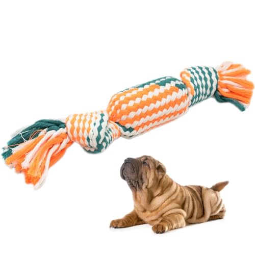 Kapmore Welpen-Trainingsspielzeug, interaktives Seil, Baumwolle, quietschend, für Hunde, gedreht, robust, zum Zahnen Kapmore Welpen-Trainingsspielzeug, interaktives Seil, Baumwolle, quietschend, für Hunde, gedreht, robust, zum Zahnen von Kapmore