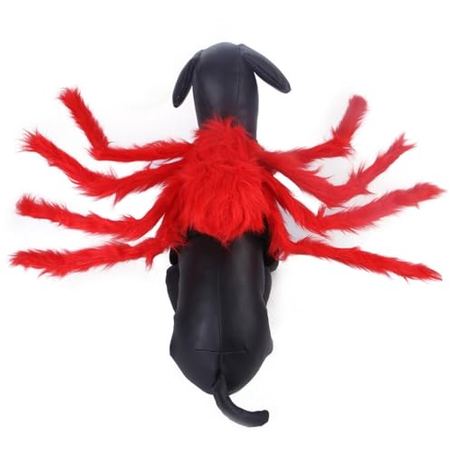 Modisches Halloween-Spinnenkostüm aus Baumwolle, wiederverwendbar, Horror, dekoratives Zubehör, weiches Geschirr, elastisches Fellkostüm für Haustiere von Kapmore