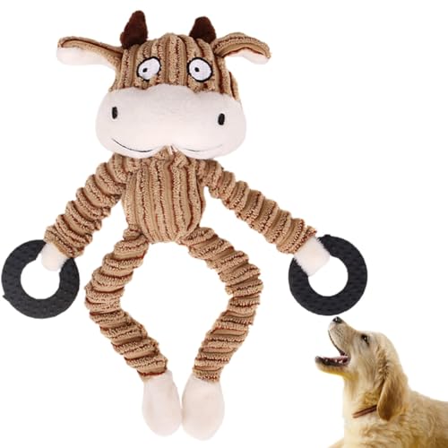 【Tragbares Kuh-Plüschspielzeug für Hunde】Cartoon Affe Interaktives Zahnen Quietschendes Welpentraining Kauspielzeug von Kapmore