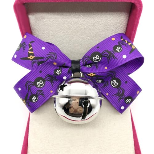 Verstellbares Halloween-Kätzchen-Halsband mit Kürbis-Design, Cartoon-Katzenhalsband mit Glöckchen, niedliche, festliche Haustierbekleidung von Kapmore