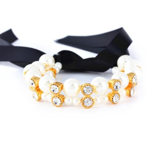 Verstellbares Halsband für Welpen: niedliches Halsband mit Perlen und Kunstperlen, für Kätzchen, Welpen, Tiere von Kapmore