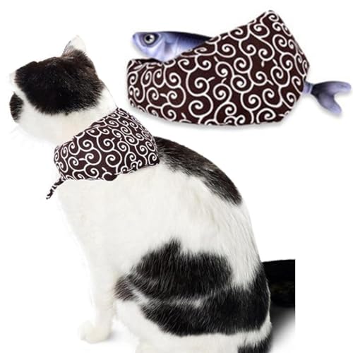 Verstellbares Katzenhalsband mit dekorativem Fischspielzeug: Baumwollkostüm Zubehör im Vintage-Stil, niedliches weiches Halsband für den Außenbereich, verstellbar für Katzen von Kapmore