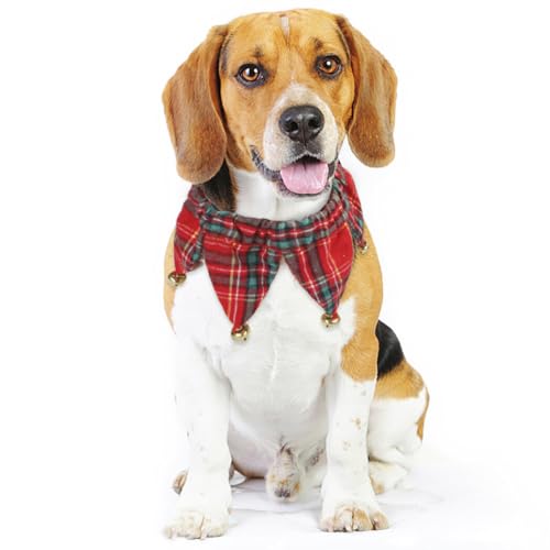 Verstellbares Lätzchen mit Glockenverzierung für Katzen und Hunde, warmes, waschbares Weihnachts-Haustier-Halstuch, niedliches Hundezubehör von Kapmore