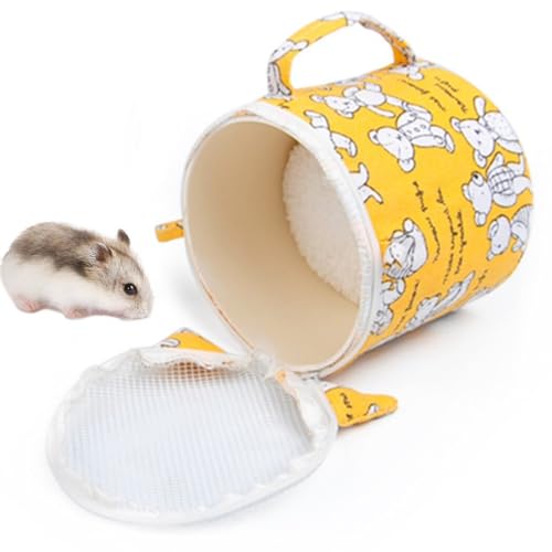Warme Hamster-Reisetasche mit großer Kapazität: Reißverschluss, Cartoon, niedlich, abnehmbar, weich, atmungsaktiv, für kleine Haustiere von Kapmore