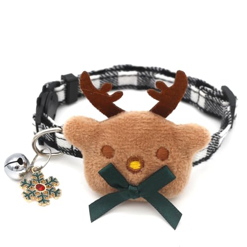 Weihnachts-Kätzchen-Halsband mit bezauberndem Elch-Design: entzückende Cartoon-Glocken-verzierte Halsbekleidung, tragbare Baumwollweichheit für festliche Anlässe von Kapmore