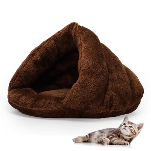 Winter-Katzenbett für den Innenbereich: Dreieckiges warmes Hundehöhlenbett, winddichte Bettwäsche zum Schlafen von Kapmore