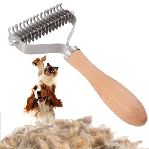 Zweiseitige Edelstahlbürste zur Entfilzung von Hunden, Kamm für Hunde, Fellpflege, Unterwolle, Rechen, lange kurze Knotenbürste von Kapmore