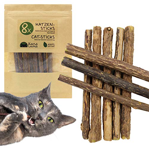 KaraLuna 8X Katzen Sticks I Katzen Zahnpflege & Katzen Kauspielzeug I Naturprodukt aus Matatabi Stick Katze Katzenminze Stick Baldrian Katze Cat Sticks Katzen Kaustangen Katzenspielzeug von KaraLuna