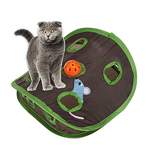 Verstecken und suchen Maus Katzenspielzeug 9 Löcher Interaktives Haustier Katze Teaser Training mit Bell Ball Folding Creative von Karlak