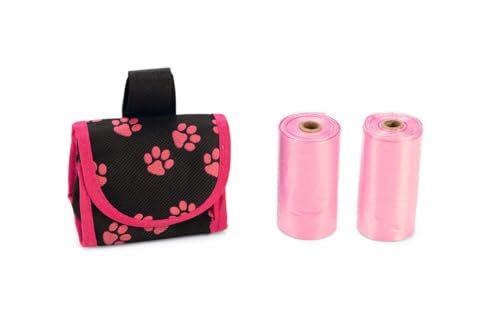 Karlie Easy Bag, Hundekotbeutelhalter, Inkl. 2 Rollen, Nylon, Schwarz/Rosa, 5x7 cm von Karlie