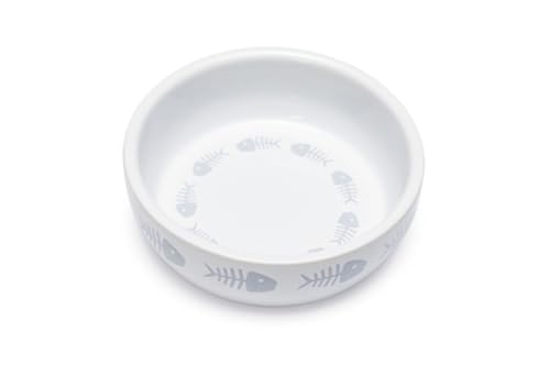 Karlie Fressnapf Cats - Katzennäpfe - Keramik - Weiß - 220 ml - 12x12x3,5 cm von Karlie