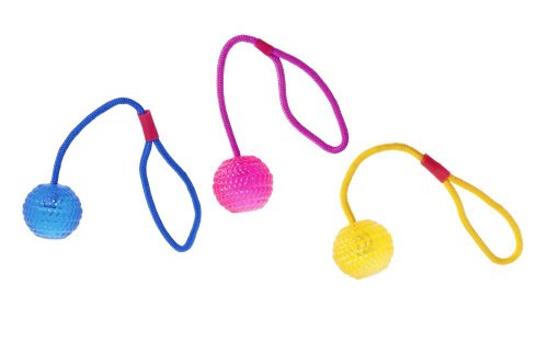 Karlie Hundespielzeug Tpr Ball mit Wurfseil Farblich Sortiert Durchmesser, 7 cm von Karlie