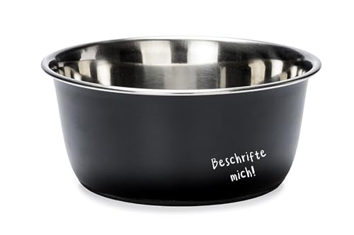 Karlie Beschreibbarer Napf, Hundenäpfe, Edelstahl, Schwarz, 950 ml, Durchm.11-15 cm von Karlie