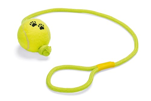 Karlie Tennisball mit Wurfseil, Hundespielzeug, Gummi/Beflockt, Gelb, 17x6x6 cm Karlie Tennisball mit Wurfseil, Hundespielzeug, Gummi/Beflockt, Gelb, 17x6x6 cm von Karlie