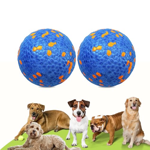 Karpic Popaws Unzerstörbares Hundeball-robustes, interaktives Kauspielzeug für aggressive Kauer, langlebiges Wasserspielzeug, Hüpfball für endloses Spielen und Apportieren (2 blau-orange Bälle) von Karpic Popaws