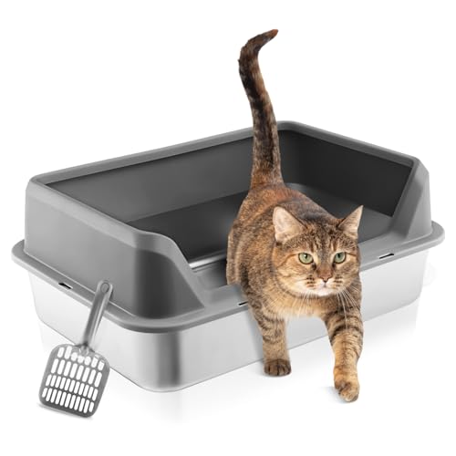 Katzenklo Edelstahl, Halbgeschlossen Katzentoilette Edelstahl, Katzenklo Hoher Abnehmbarer Rand, Offene Katzenklo Litter Box Katzenklo Auslaufsicher und Einfache Reinigen Niemals Gerüche, 50x35x20CM Katzenklo Edelstahl, Halbgeschlossen Katzentoilette Edelstahl, Katzenklo Hoher Abnehmbarer Rand, Offene Katzenklo Litter Box Katzenklo Auslaufsicher und Einfache Reinigen Niemals Gerüche, 50x35x20CM von Kartols