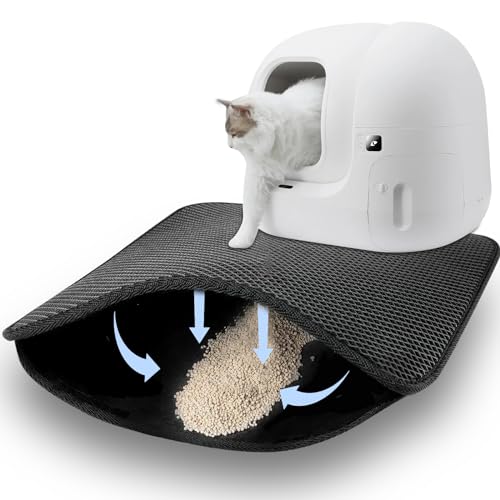 Katzenklo Matte, 46×60cm Wasserdichte Doppelte Matte Katzenklo, Faltbar Katzenmatte Katzenklo, Katzenstreu Matte, Katzenklo Vorleger, Matte Katzentoilette, Cat Litter Mat,Katzenstreu Unterlege,Schwarz von Kasanni