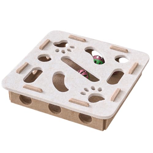 Kaseremy Katze interaktive Puzzle Spielzeug, Filz Labyrinth Katzenspielzeug Selbstbeschäftigung Ball mit Glocken für Indoor-Katzen Kätzchen Erwachsene (Beige) von Kaseremy