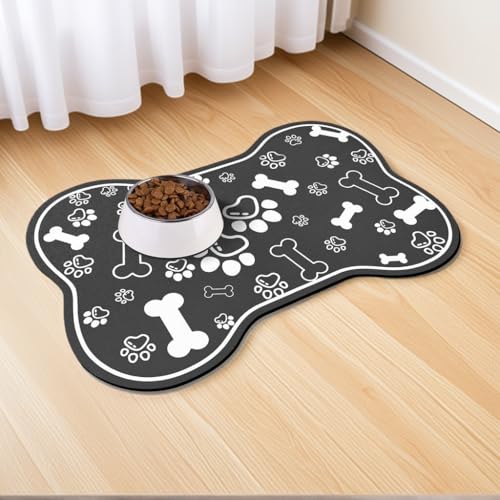 Kaseremy Napfunterlage Katzen, Hundefutter Matte rutschfest, Saugfähig Schnelltrocknend Katzenfutter-Matte, Futtermatten für Haustiere (Dunkelgrau, 40 x 60 cm) von Kaseremy