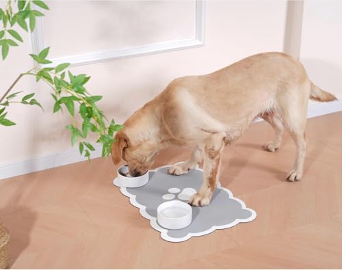 Kaseremy Napfunterlage Katzen, Hundefutter Matte rutschfest, Saugfähig Schnelltrocknend Katzenfutter-Matte, Futtermatten für Haustiere (Grau, 40 x 60 cm) von Kaseremy