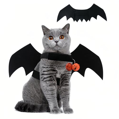 Halloween Fledermaus Kostüm für Katzen, Halloween Cat Costume Pet, Halloween Fledermaus Haustier Kleidung Fledermausflügel Hund Katze Flügel für Halloween Haustier Cosplay Party (Schwarz, M) von Kashyke