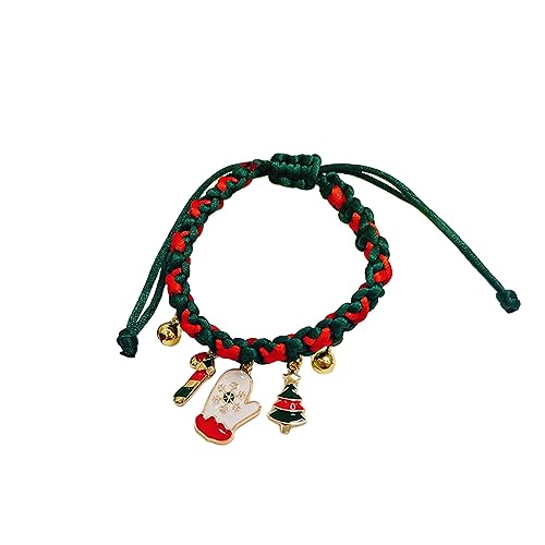 Kasituny Hochwertiges Weihnachts-Haustierhalsband, verstellbar, bequemes Haustierhalsband mit festlichem Weihnachtsdesign, Perlenkette für Katzen, Hunde, Haustierhalsband, verstellbar Handblume von Kasituny